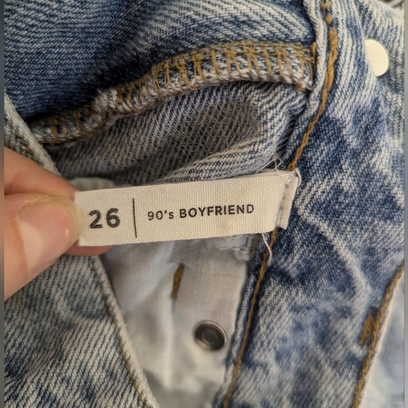 PacSun 90s Boyfriend Jeans Womens Size 26 Blue Light Wash Distressed Destroyed - Picture 6 of 6